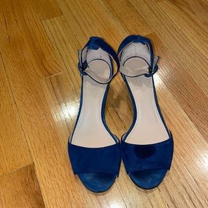 J. Crew navy wedges with ankle straps preowned and gently used. Size 7